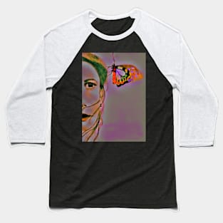 Girl with Butterfly Baseball T-Shirt